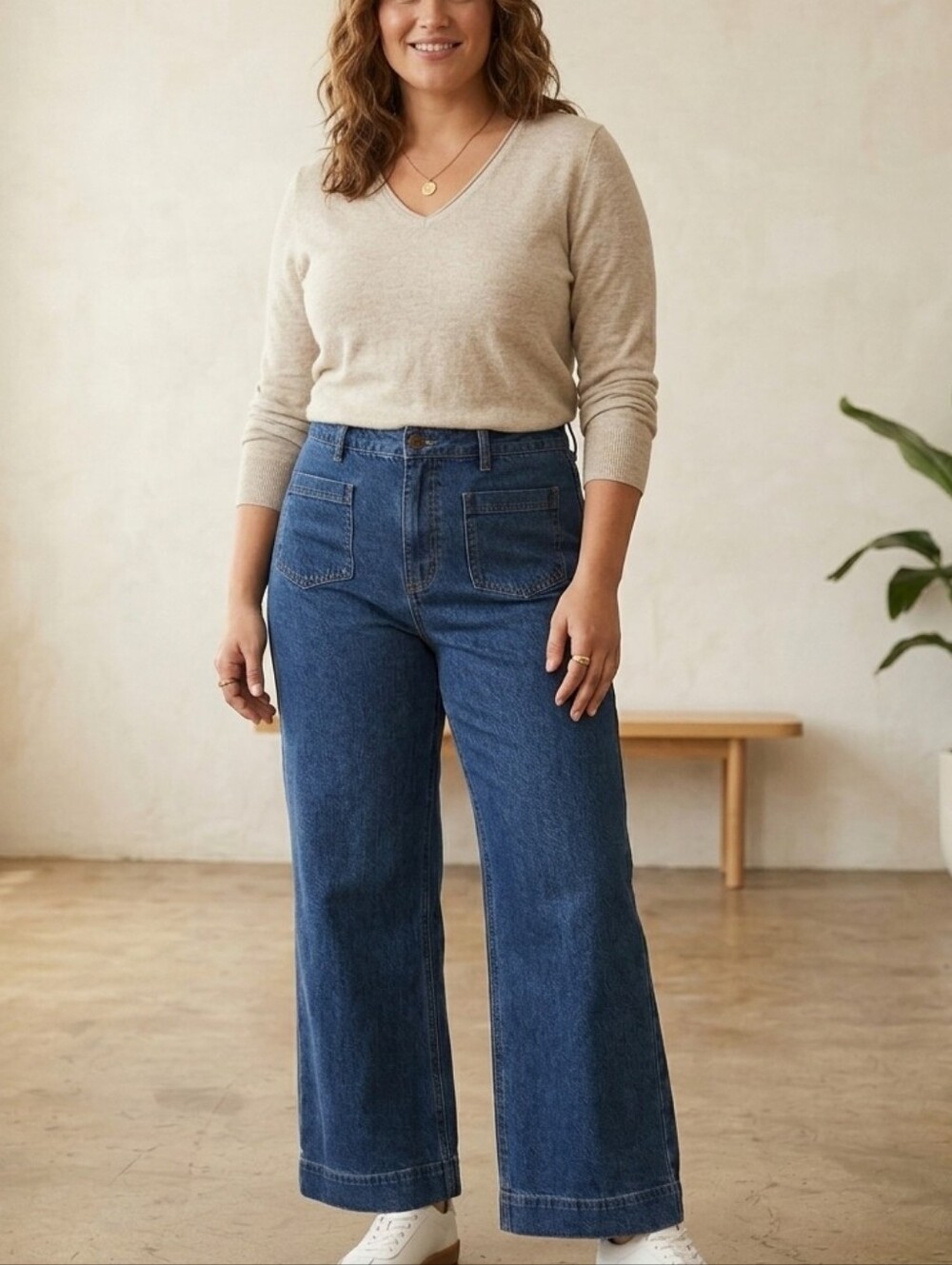 NWT Wide Leg Denim Harley High-rise Relaxed Dark Blue Jeans Womens 22R